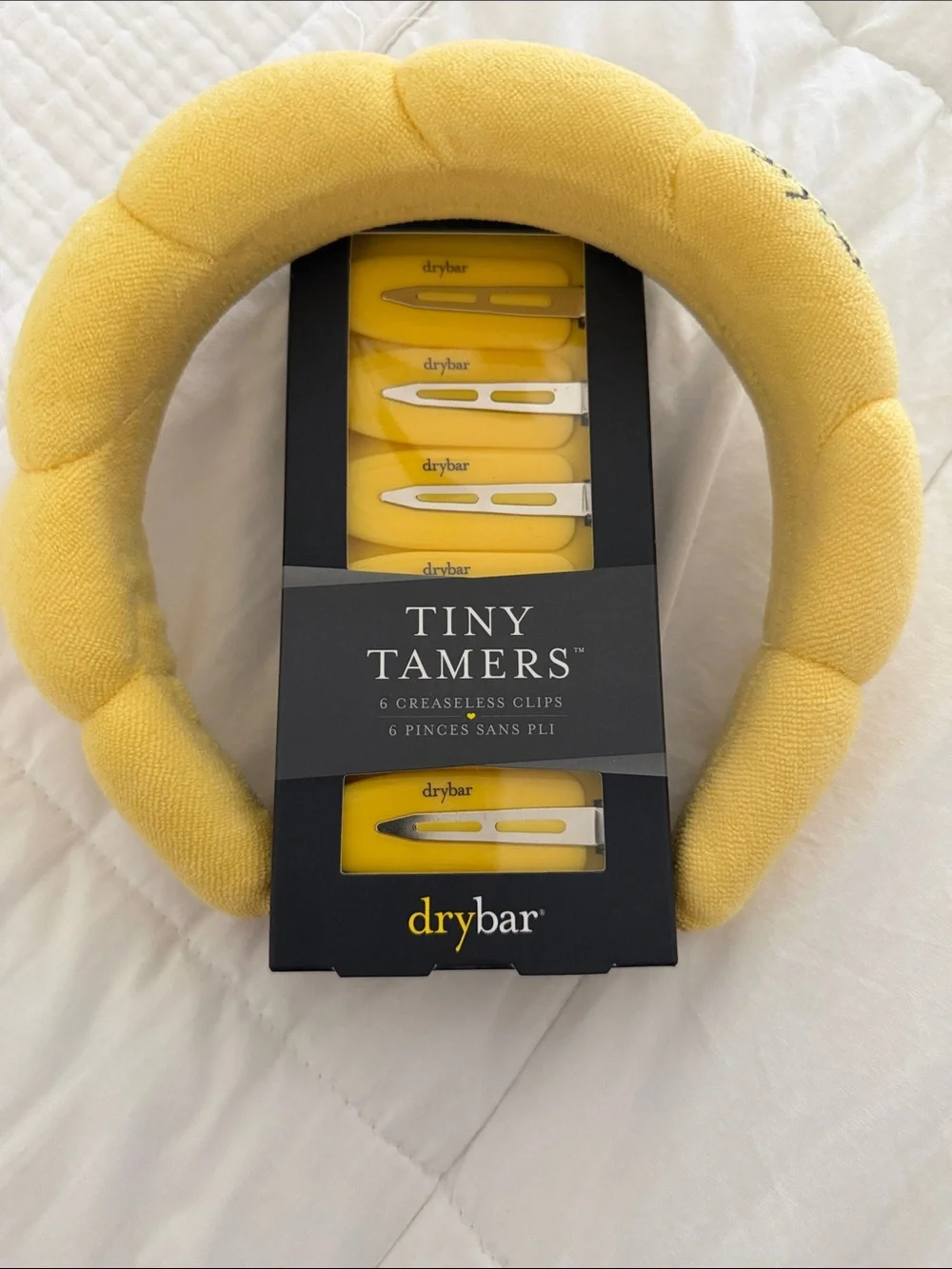 Drybar Yellow Spa Headband and Creaseless Tiny Tamers Combo Set